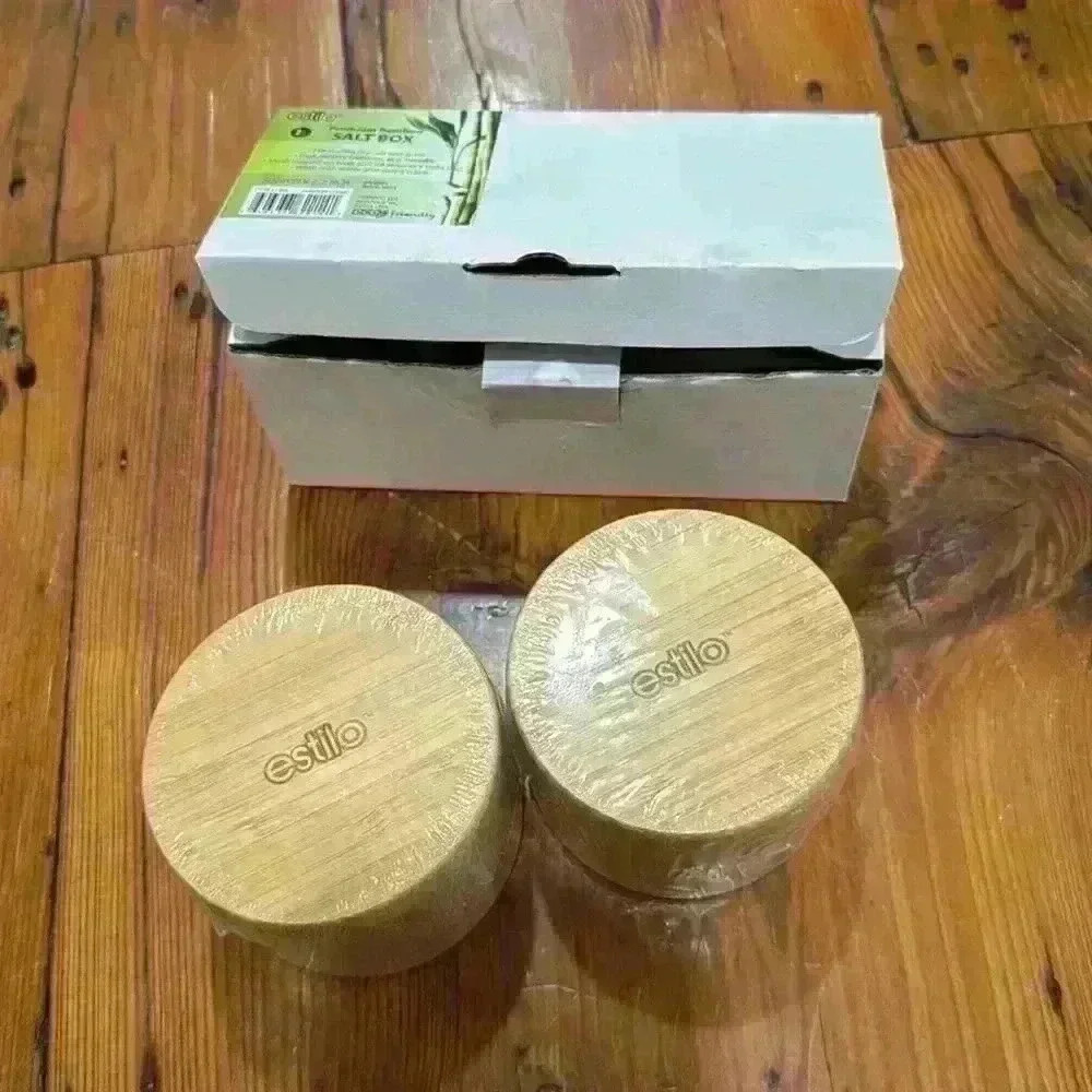 Estilo Premium Bamboo Salt Box set of two new in box